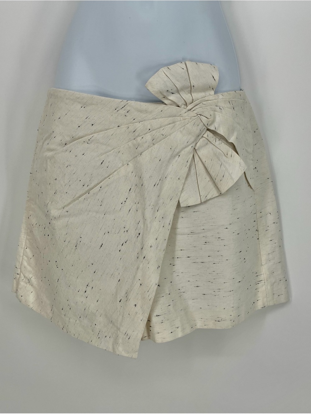 Rebecca Taylor Slub Twill Denim Skort with Bow in Snow 4